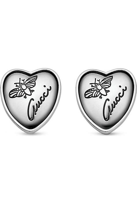 gucci heart earrings on ear|Gucci heart earrings selfridges.